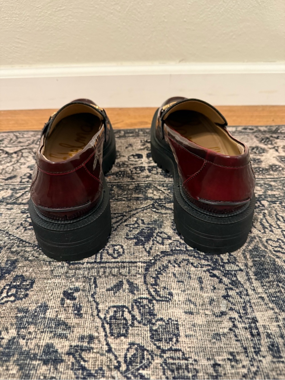 Sam Edelman Women’s 9 Lea Burgundy Lug Sole Platform Loafer - Picture 4 of 6
